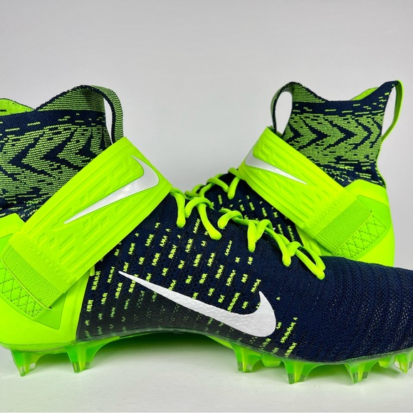 Nike Alpha Menace Elite 2 Flyknit Seattle Seahawks Men’s Football Cleats - Picture 6 of 11